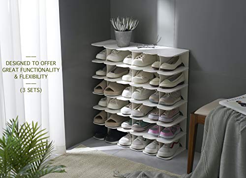 Shoeway 6-Tier Shoe Organizer Rack, Stackable And Adjustable Multi-Function Space-Saving Shoe Storage Shelf, Ideal For Entryway Hallway Closet Cabinet Walkway Bill Living Room Corridor Balcony [Grey] #TOP6