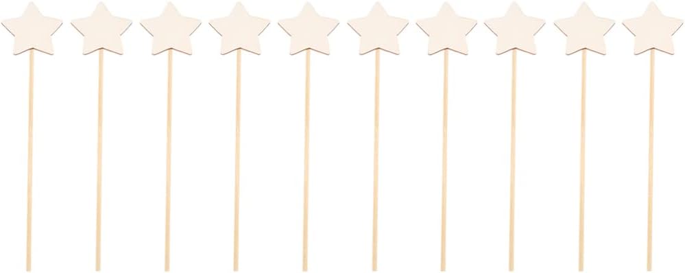 TOYANDONA DIY Fairy Wands for Kids 10Pcs 13.3 inch Unfinished Wooden Princess Wand Star Fairy Wand Make Your Own Princess Wand for Girls Art Crafts Projects