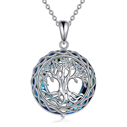 Yfn Tree Of Life Necklace For Women Sterling Silver Celtic Knot Family Tree Pendant With Crystal Jewelry #TOP29