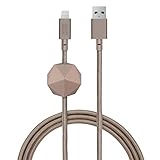 Native Union ANCHOR Cable - 6.5ft Ultra-Strong Reinforced [Apple MFi Certified] iPhone / iPad Lightning to USB Charging Cable with Anchor Weight (Taupe)