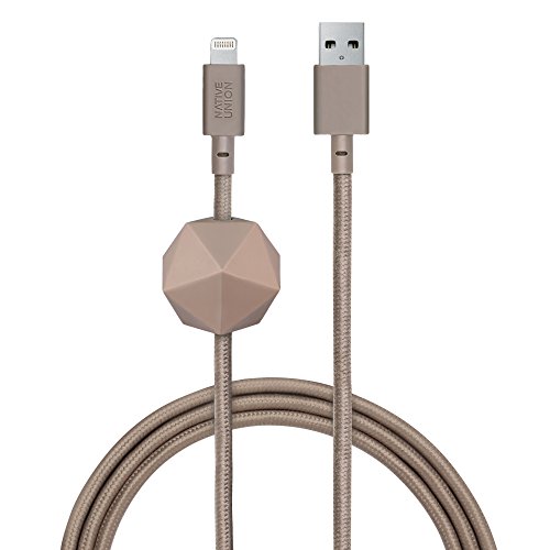Native Union ANCHOR Cable - 6.5ft Ultra-Strong Reinforced [Apple MFi Certified] iPhone/iPad Lightning to USB Charging Cable with Anchor Weight (Taupe)
