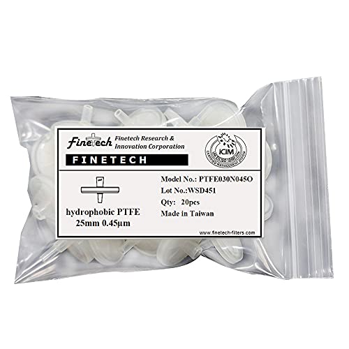 Finetech PTO304522-20 Hydrophobic Ptfe Syringe Filters 25Mm Diameter 0.45Μm Pore Size For Laboratory Filtration thumb #2