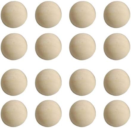 Supvox 30pcs Split Wood Balls Unfinished Half Wooden Balls to Paint DIY Christmas Ornament Crafts (Light Yellow 30mm)