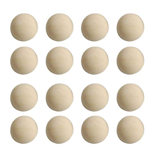 Supvox 30pcs Split Wood Balls Unfinished Half Wooden Balls to Paint DIY Christmas Ornament Crafts (Light Yellow 30mm)