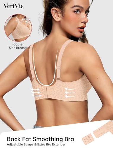 Image of Vertvie Jelly Wireless Bras for Women Push Up Plunge Seamless T-Shirt Bras No Underwire Supportive Full Coverage Bralettes