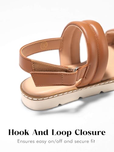 Image of Coutgo Girls Sandals Comfort Open Toe Flat Sandal Summer Dress Shoes with Adjustable Back Strap