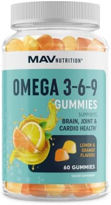 Vegetarian Omega 3 6 9 Gummies for Adults | with 50mg of DHA | Support Brain, Joint & Eye Health for Women & Men | No Fish Oil | Natural Flavors | Chewable Omega Supplements | 60 Gummies