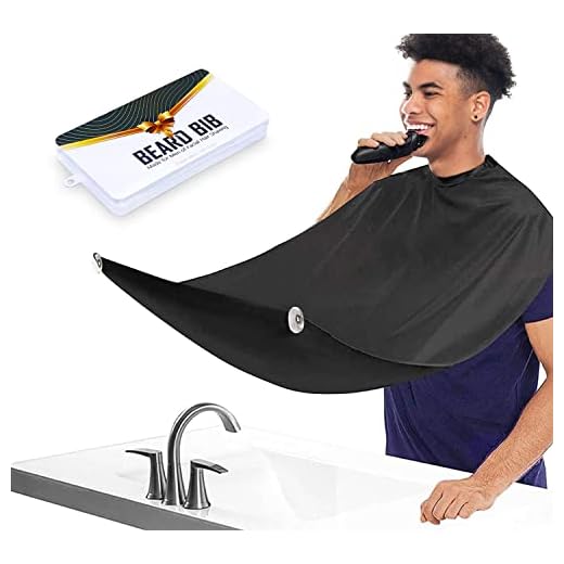 NUMHOSAI Beard Bib Beard Apron - Men's Beard Hair Catcher for Shaving Trimming, Waterproof Non-Stick Beard Cape Grooming Cloth with 3 Suction Cups, One Size Fits All, Great Gift for Men（Black）