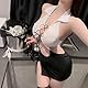 Damen Sexy Sekretärin Outfit Kostüm Ärmelloses Cosplay Anime Dessous Set Rollenspiel Lehrer Uniform Bürodamen Reizwäsche Halloween Babydoll Unterwäsche Neckholder Top + Mini Bodycon Rock + G-String