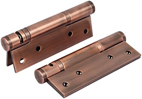 Ranbo Stainless Steel Heavy Duty Spring Loaded Door Butt Hinge,Automatic Closing/Soft Closer/Adjustable Tension/Support Buffer gate 5 X 3 inch Brushed Chrome(1 Pair) Thickness 2.9 mm (Copper)