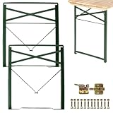 Vigormat Set Gambe Pieghevoli per Tavolo in Metallo 73x53 cm, Struttura in Ferro con Kit Fissaggio Incluso - Gambe per Tavolo Birreria da Esterno per Giardino, Terrazza, Sagra (2 Gambe + Kit- Verde)