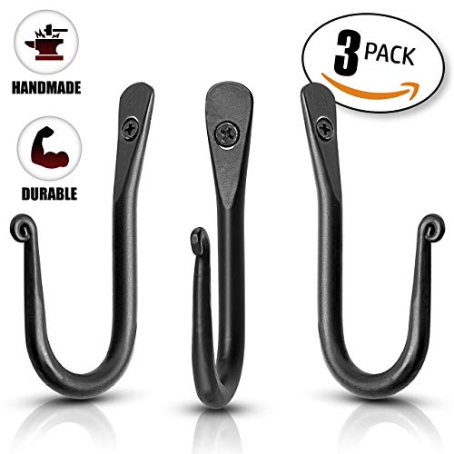 Decorative-Hooks-for-Wall-Wall-Hooks-for-Hanging-Coats-Hats-Bags-Versatile-Towel-Hooks-for-Bathrooms-or-Kitchen-Wrought-Iron-Hanging-Hooks-Pack-of-3-Black-2-x-035-x-375-Inches Decorative Hooks for Wall Wall Hooks for Hanging Coats Hats Bags Versatile Towel Hooks for Bathrooms or Kitchen Wrought Iron Hanging Hooks Pack of 3 Black 2 x 035 x 375 Inches