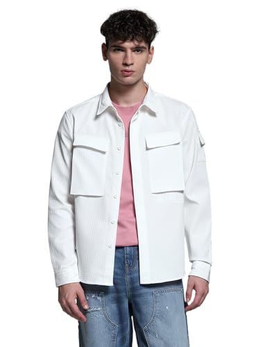 Image of Jack & Jones Men Polyester Opaque Regular Fit Casual Shacket Shirt