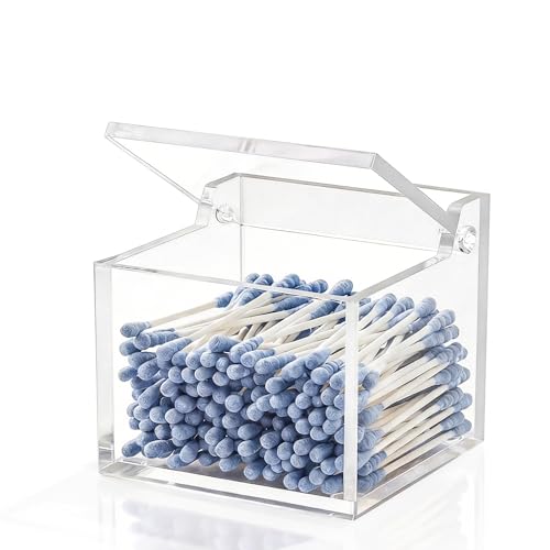 Support Q-Tip DP011 avec couvercle, organisateur de cotons-tiges et boules de coton, tampons de maquillage, et boîte de rangement cosmétique