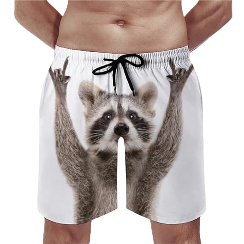 Shorts de bain homme anti frottement Rock Raccoon maillot de bain ajustable