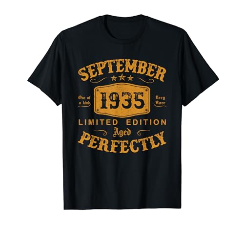 Septiembre 1935 89 Años Cumpleaños Hombre Vintage 1935 Camiseta