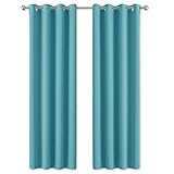 PONY DANCE Cortinas Larga Modernas - Térmicas Aislantes Frío Calor para Dormitorio Niños, 2 Uds, 140 x 240 cm, Turquesa