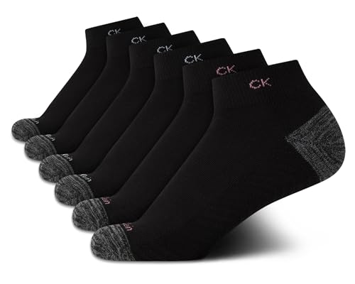 Image of Calvin Klein Womens Quarter Socks - 6 Pack Athletic Performance Cushioned Ankle Socks for Women for Running and Workout
