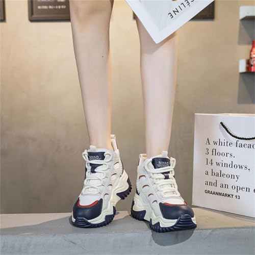 Women's Girl's Lace Up Platform Inner Heightening Chic Sneakers Breathable Casual Walking Shoe Lightweight Non Slip Workout Shoes3