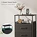 JARHETUN Nightstand Set of 2 with Charging Station, Night Stands with LED Lights, 26.4 Inch Tall Bedside Table with Metal Shelf, Side Table with 2 Fabirc Drawers for Bedroom, Black