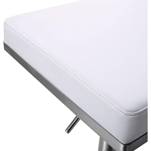 Tov Furniture The Bari Collection Adjustable Height Backless Swivel Stainless Steel Metal Industrial Bar Stool, White #TOP6
