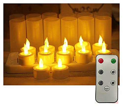 BOSUGE Decoraciones for Fiestas, Velas Falsas LED, Juego Seguro de 12 Velas LED Recargables Luz de té Luz de Vela sin Llama Control Remoto de 7 Teclas con función de Temporizador (Color : Amber) Cover