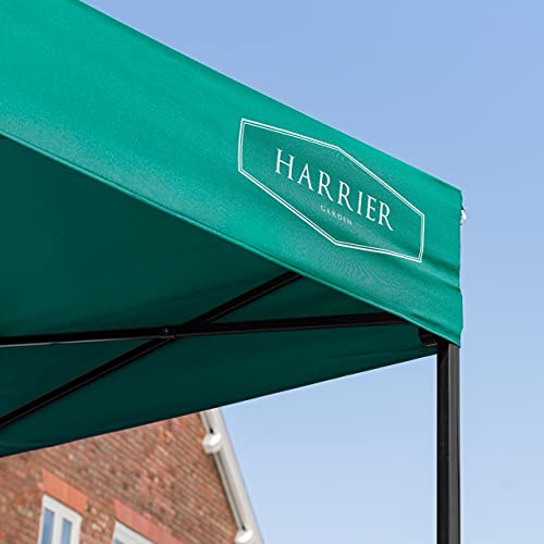 Harrier Luxury Pop Up Gazebo - 10Ft X 20Ft Pop Up Tent Gazebo + Adjustable Height | 4X Colors - White, Grey, Blue, Green | Plain & Window Side Panels | Bag Included (No Sides, Green) #TOP1