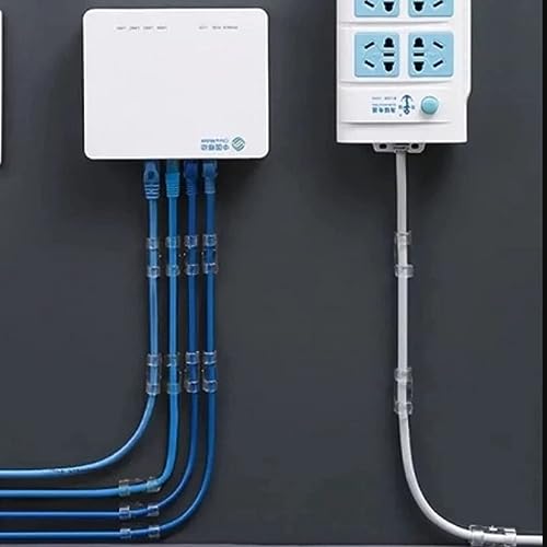 30 organizadores de cabo transparentes com adesivo auto colante para fio de 7mm