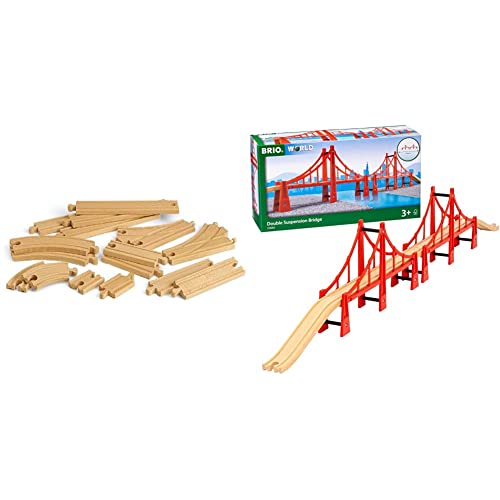 Brio World 33402 Expansion Pack Intermediate | Wooden Train Tracks For Kids Age 3 And Up & World - 33683 Double Suspension Bridge | 5 Piece Toy Train Accessory For Kids Age 3 And Up #TOP2
