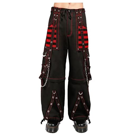 Prime Quality Extreme Bondage Skater Rocker Gothic Punk Cyber Black Red Steampunk Biker Pants/USA (46)