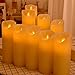 OSHINE Flameless Candles Set of 9 Ivory Dripless Real Wax Pillars Include Realistic Moving Wick LED Flames and 10-Key Remote Control with 24-Hour Timer Function 300+ Hours