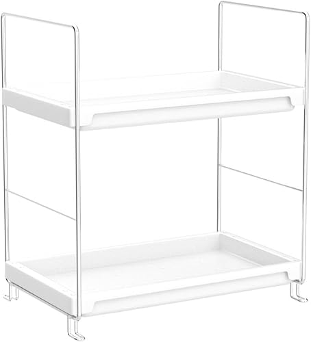 Miniatura 4 de FSyueyun Organizador de estante de maquillaje de 2 niveles, estante de especias de cocina o organizador de encimera de baño, bandeja de