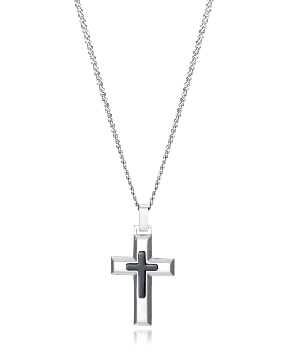 Collier en Acier Inoxydable pour Homme avec Croix IP Noire - Viceroy 48 cm