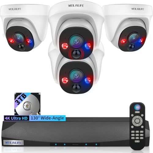 【130° Wide-Angle & 90 Days Storage】 Wired Dome Security