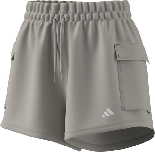 adidas Womens, Essentials Small Logo French Terry Shorts, Wonder Alumina/White, Large