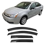 Window Visor Compatible with 2008-2011 Ford Focus Sedan, Slim Style Smoke Tinted Semi-Transparent Acrylic Shade Rain Sun Guard Wind Vent Air Deflector by IKON MOTORSPORTS, 2009 2010