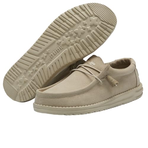 HEYDUDE Men's All Wally Styles | Men?s Shoes | Men's Lace Up Loafers | Comfortable & Light-Weight Beige