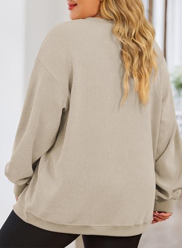 Image of Eytino Women Plus Size Sweatshirt Oversized Crew Neck Long Sleeve Tops | Fall Fashion Clothes 2026, Oversized Sweat Shirt, Soft Comfy Pullover, Travel Casual Work Lounge Daily Outfit