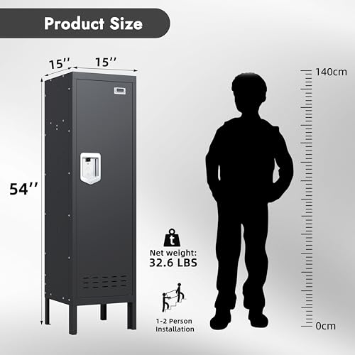 Image of BUTISOW Metal Cabinet Home Office Storage, Lockable Steel Locker with Door, 54 inch Height, Multi-Purpose for Home, Office, Gym, School, Garage