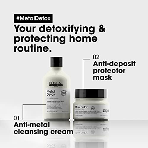 LOréal Professionnel Metal Detox Shampoo, Protects Coloured Hair From Damage, For Smooth, Strong & Shiny Looking Hair, Rich & Creamy Texture, Serie Expert, 300 ml