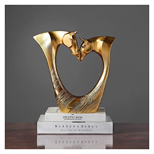 Statue double tête de cheval résine RLKHXBS objet déco table buffet porche - 4