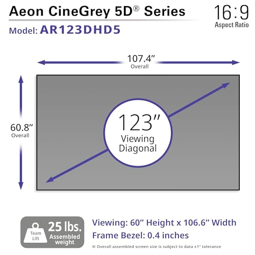 Image of Elite Screens Aeon CineGrey 5D 123 inch Fixed Frame ALR Projector Screen 16:9 - Edge-Free, Ceiling & Ambient Light Rejection, Wall-Mounted, Standard Throw Compatible for Home Theater, AR123DHD5