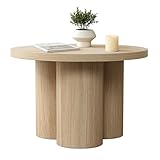 Hometopia Couchtisch Rund in Naturholzoptik, Moderner Tisch für Wohnzimmer, Kaffeetisch aus Holz, Ø 60 cm × H 40 cm
