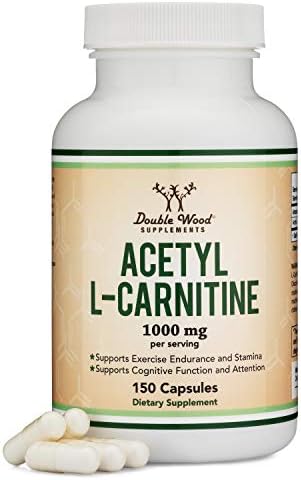 Double Wood Supplements Acetyl L Carnitine (150 Capsules, 75 Day Supply) 1,000mg ALCAR for Brain Function Support, Memory, Attention, and Stamina - Manufactured and Tested in The USA