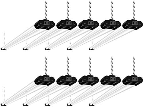 10 Pack 4FT Linkable LED Store Mild, Utility Store Mild Fixture, 4400lm, 42W [250W Equivalent], 5000K Daylight Store Lights for Storage, Hanging or Floor Mount, with Energy Wire, ETL, Black