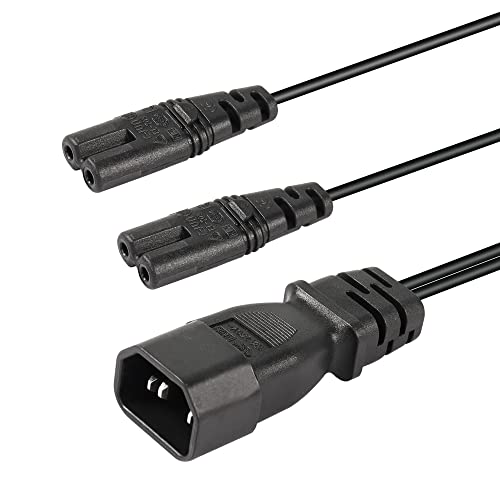 Cerrxian 1Ft Iec 320 C14 To Dual C7 Power Cable,C14 Male To 2X C7 Female Y Splitter Ac Conversion Cable,Suitable For Printers,Scanners,Etc(C14-C7/C7) #TOP1