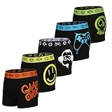 The Essentials Wardrobe Jungen 5er-Pack Boxershorts Trunks Weiche Atmungsaktive Unterwäsche mit 4-Wege-Elastan-Stretch Camouflage Gaming Design Bunt Größe 6–13 Jahre