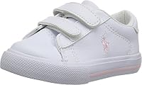POLO RALPH LAUREN Kids Boy's Easten EZ II (Little Kid), White Tumbled/Light Pink Pony Player, 10 Toddler