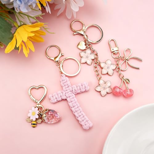 Image of Bag Charms for Handbag Cherry Strawberry Y2K Bow Keychain Cute Purse Charms Accessories for Women Tote Bag Fruit Charm