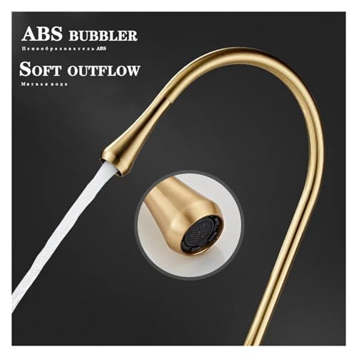 Robinet de salle de bain avec motif goutte d'eau créative unique en or brossé taille M